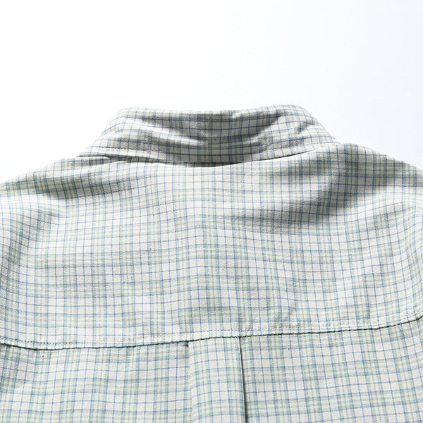 韓国ファッション SELCA-Triple line check casual shirt-mselca2024ss-033-013