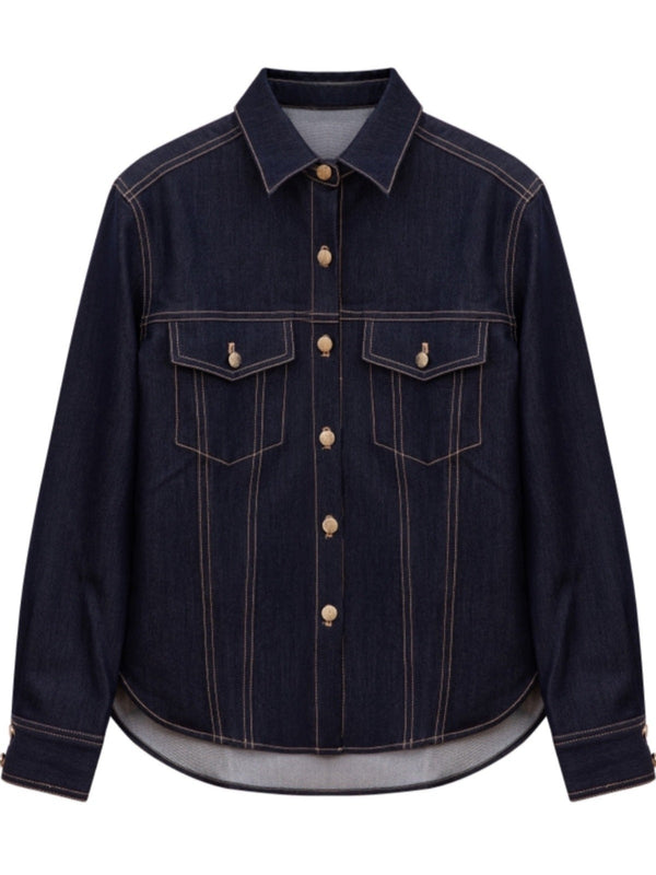 韓国ファッション SELCA-ステッチデニムセットアップ(トップス)-2024ss-005-04