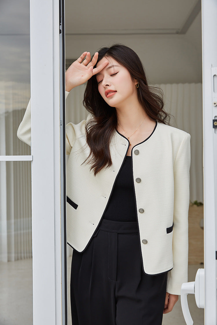 韓国ファッション SELCA-フレンチバイカラージャケット-2024ss-ou11-012