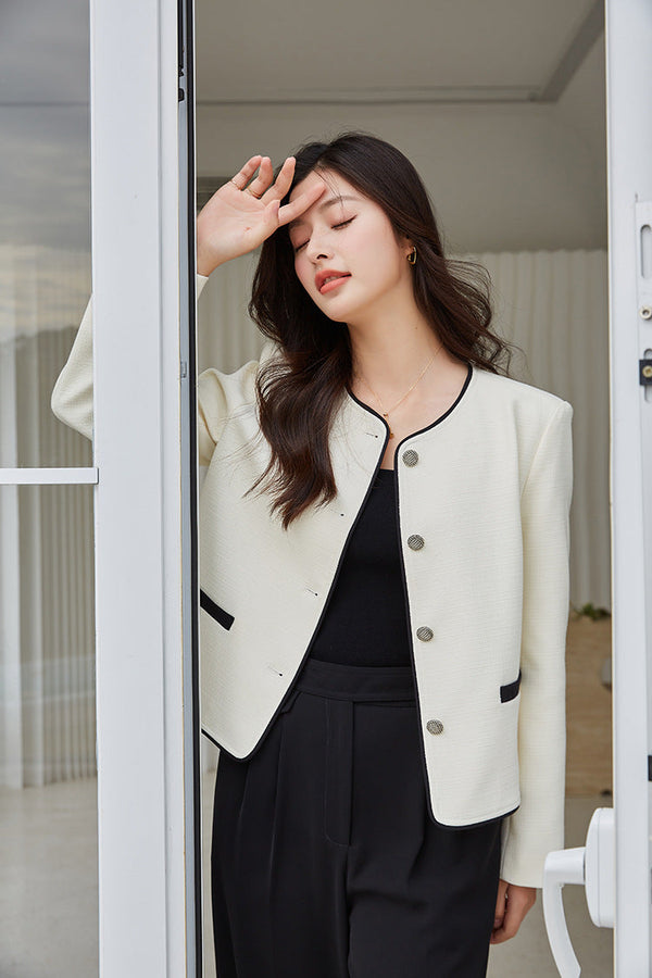 韓国ファッション SELCA-フレンチバイカラージャケット-2024ss-ou11-012