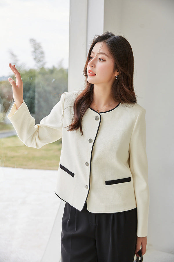 韓国ファッション SELCA-フレンチバイカラージャケット-2024ss-ou11-013