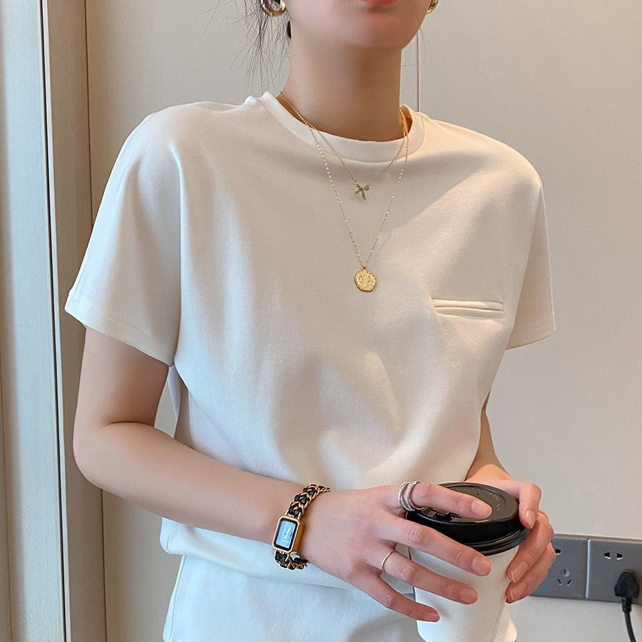 韓国ファッション SELCA-ポケットコットンTシャツ-2024ss-0050-03