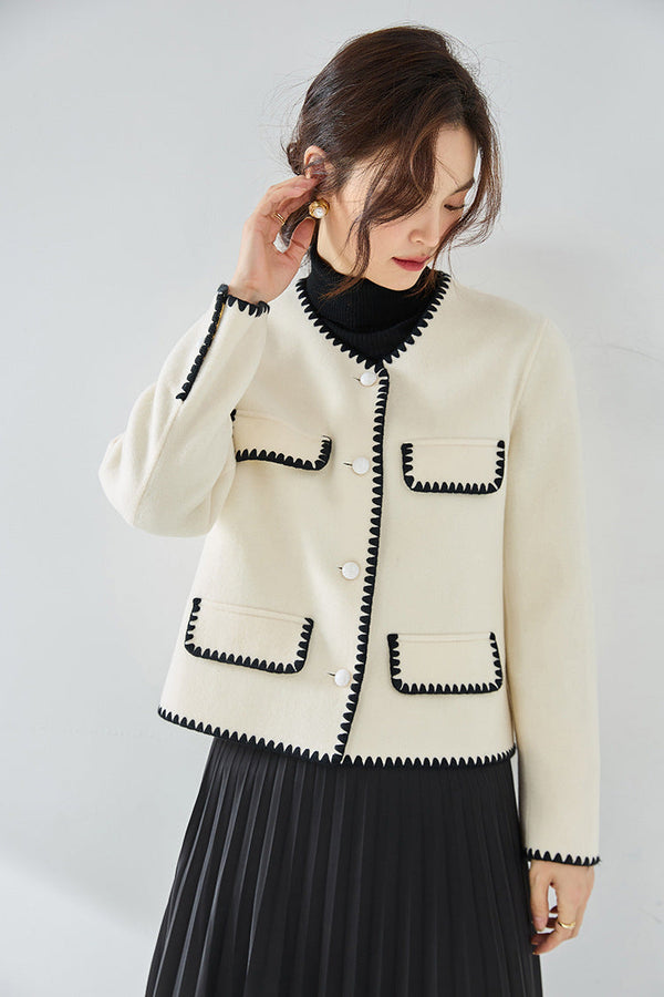 韓国ファッション SELCA-コントラストカラーウールショートジャケット-2024ss-ou28-09