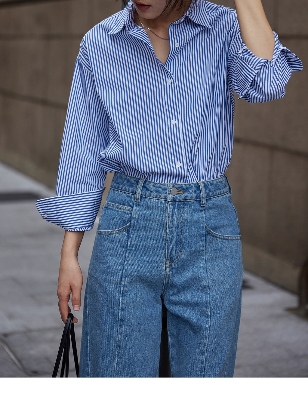 韓国ファッション SELCA-ブルーストライプシャツ-2024ss-0064-016