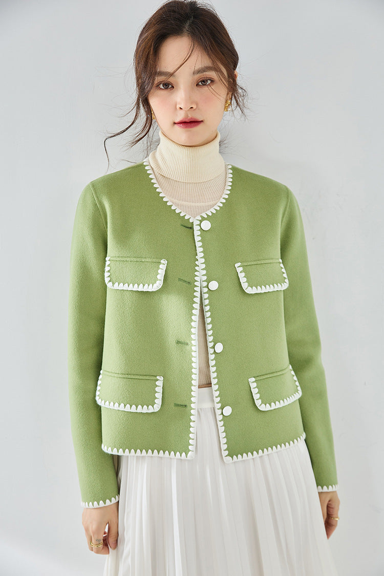 韓国ファッション SELCA-コントラストカラーウールショートジャケット-2024ss-ou28-013