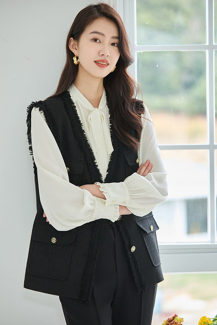 韓国ファッション SELCA-ブラックツイードジレ-2023aw-ot30-011