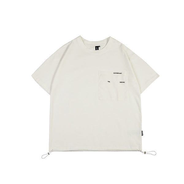 韓国ファッション SELCA-Forn3 2022夏新作メンズベースペディールバッグ丸襟tシャツ日潮レトロ装飾ループ半袖-mselca2024ss-0135-05