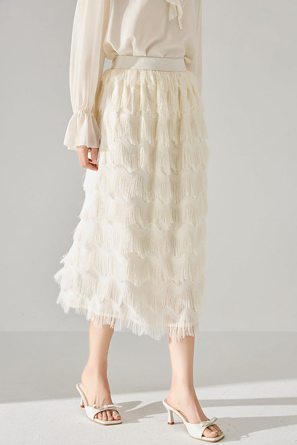 韓国ファッション SELCA-フェザーシルクフリンジスカート-2024ss-137-07