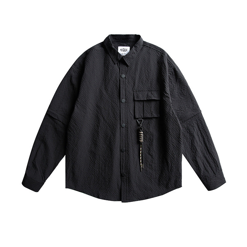 韓国ファッション SELCA-Nylon waterproof detachable sleeve shirt shirt-mselca2024ss-080-02