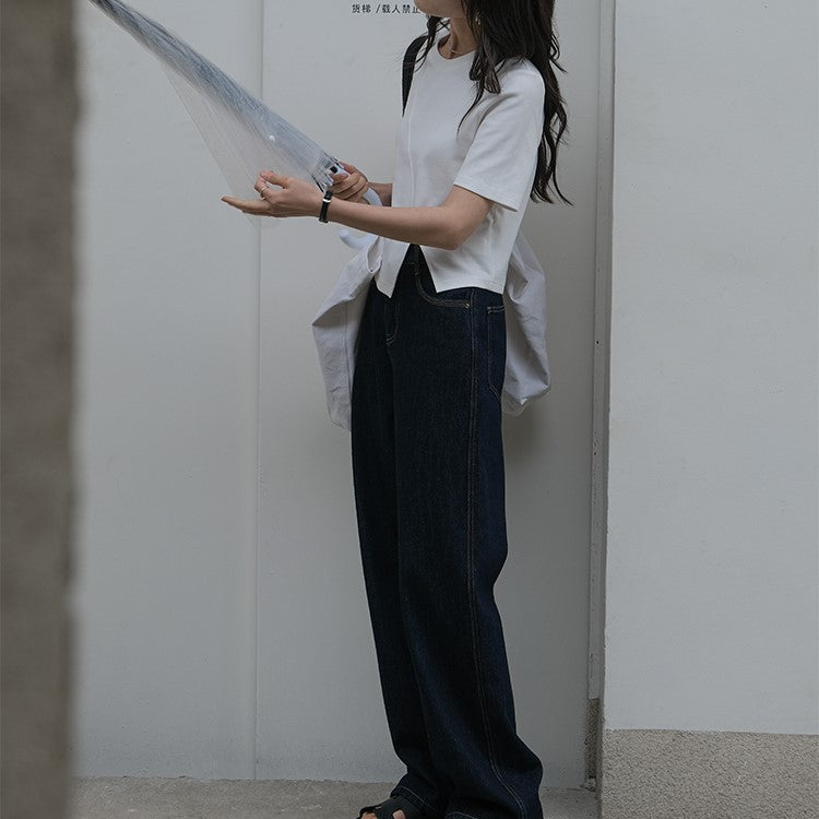 韓国ファッション SELCA-アシメスリットコットンシャツ-2024ss-0065-05
