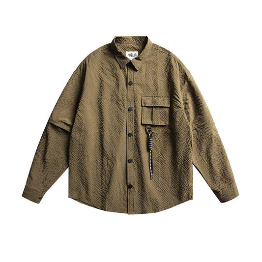 韓国ファッション SELCA-Nylon waterproof detachable sleeve shirt shirt-mselca2024ss-080-01