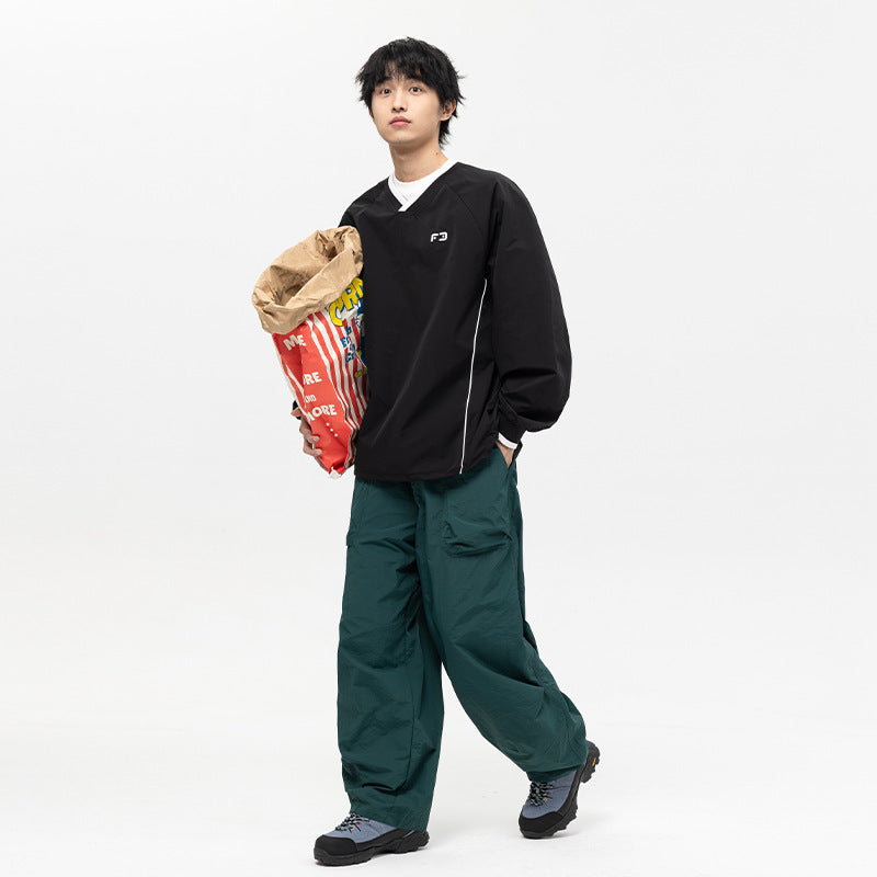 韓国ファッション SELCA-solid color retro loose pullover-forn3-2024chun-xin-zuo-soritudokararetororuzuvnetukusupakahe-ci-xiu-rogopuruobatotupumenzu-07