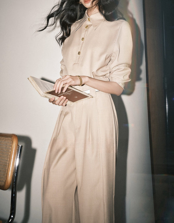 韓国ファッション SELCA-ゴールドアクセントセットアップ（トップス）-2024ss-67-015