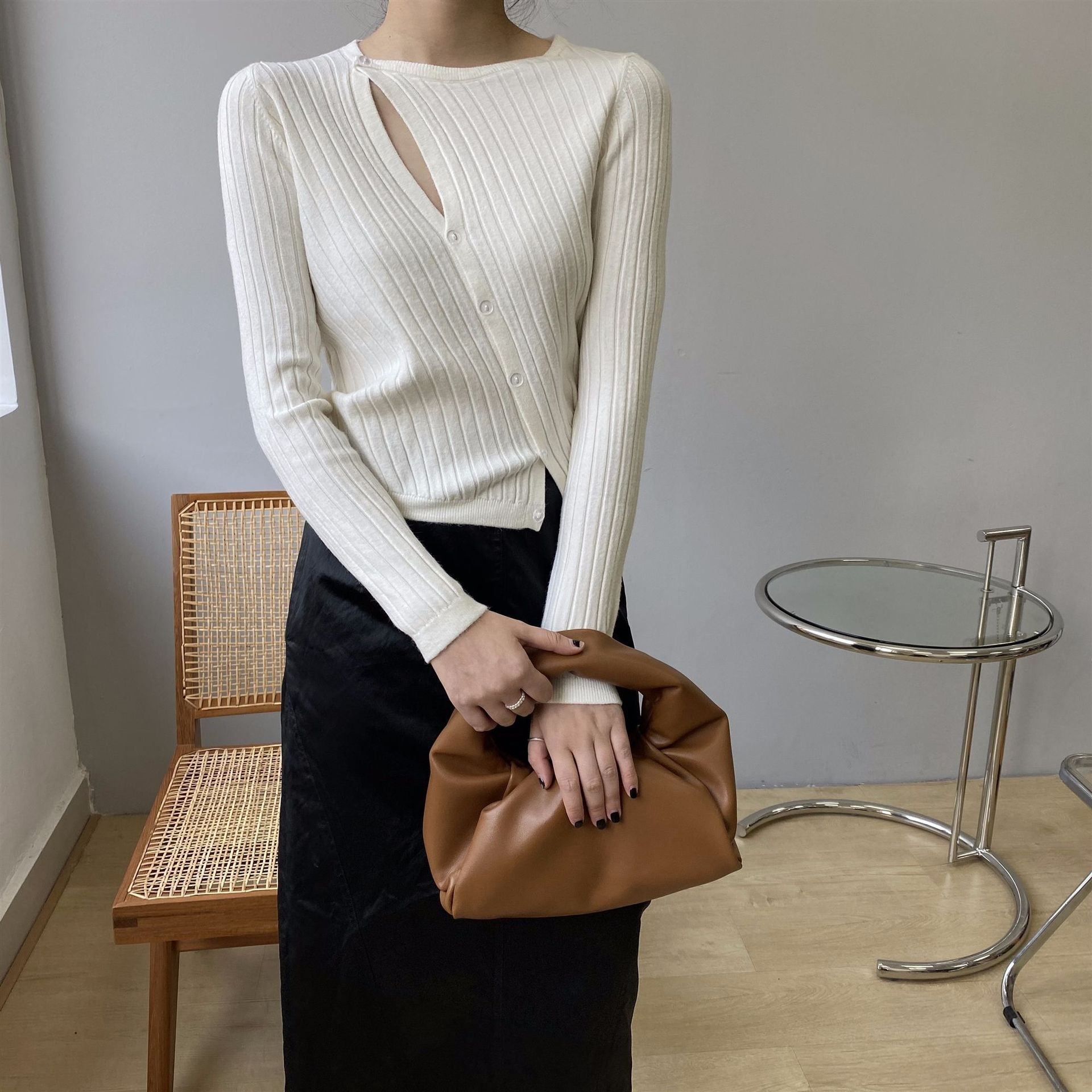 韓国ファッション SELCA-アシメニットカーディガン-2024ss-tp37-09