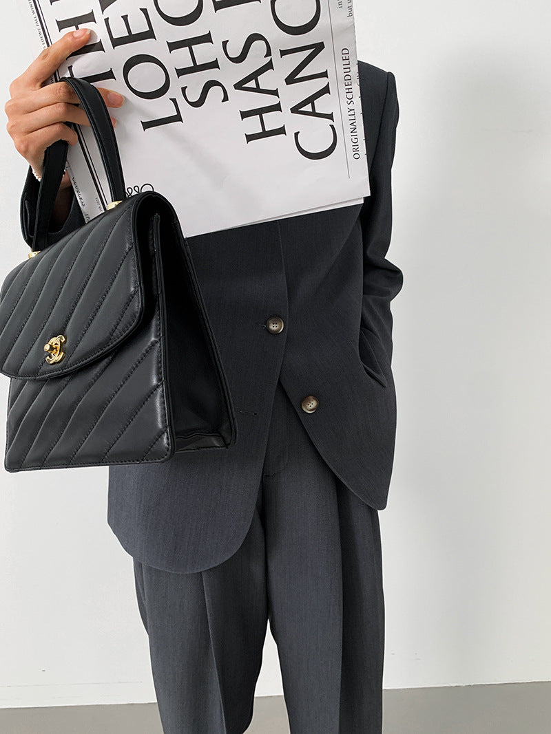 韓国ファッション SELCA-ノーカラーグレーセットアップ-2024ss-0017-010