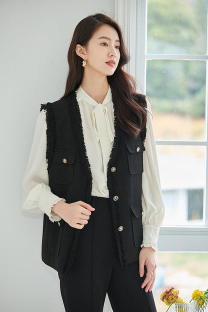 韓国ファッション SELCA-ブラックツイードジレ-2023aw-ot30-08