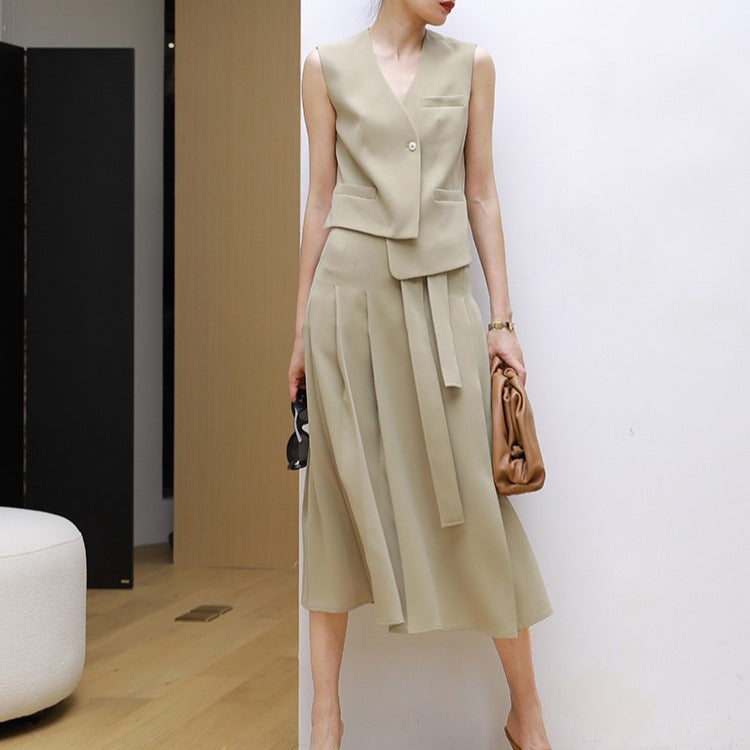 韓国ファッション SELCA-アシメジレセットアップ-2024ss-0068-01