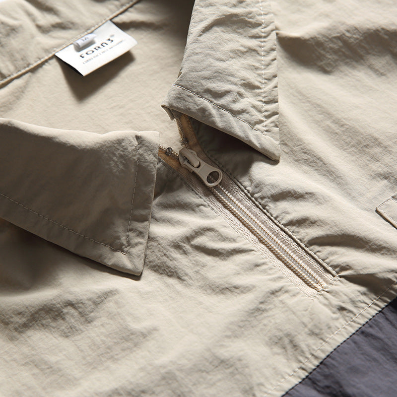 韓国ファッション SELCA-Patchwork Half Pocket Decoration Lapel Sweatshirt-mselca2024ss-091-09