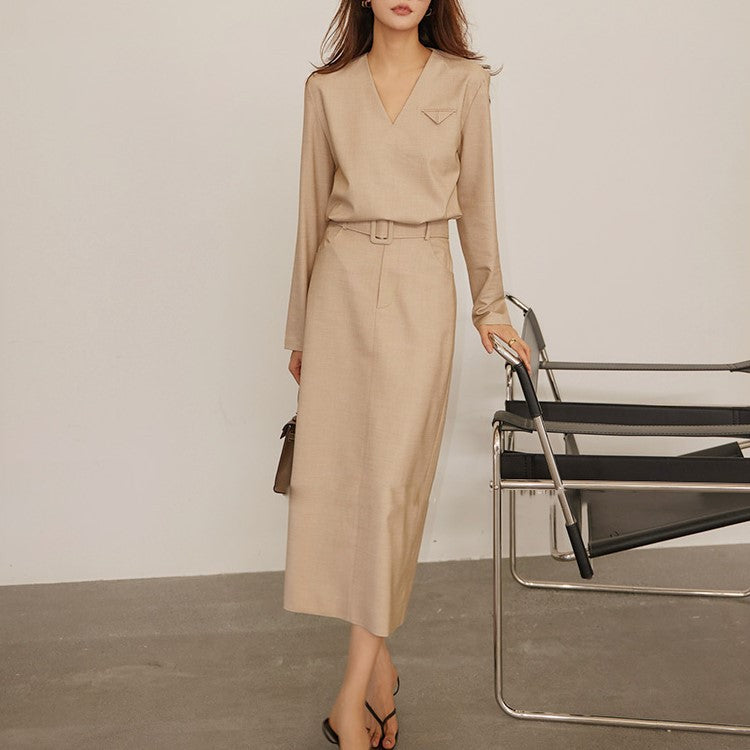 韓国ファッション SELCA-Vネックポケットトップス(トップス)-2024ss-68-07