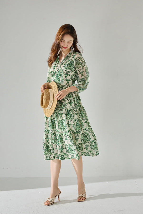 韓国ファッション SELCA-リゾートボタニカルワンピース-2024ss-105-014