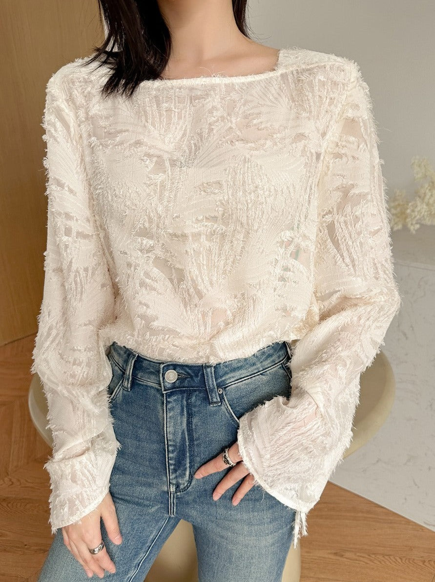 韓国ファッション SELCA-レースフレアスリーブトップス-2024ss-0069-02