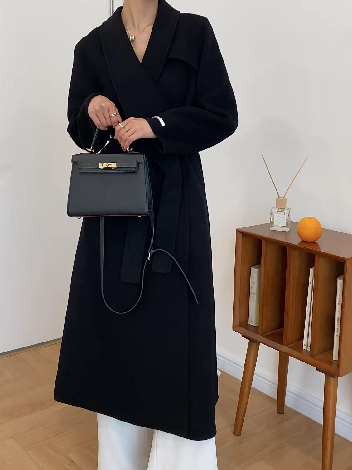 韓国ファッション SELCA-アシメウールロングコート-2023aw-ou46-04