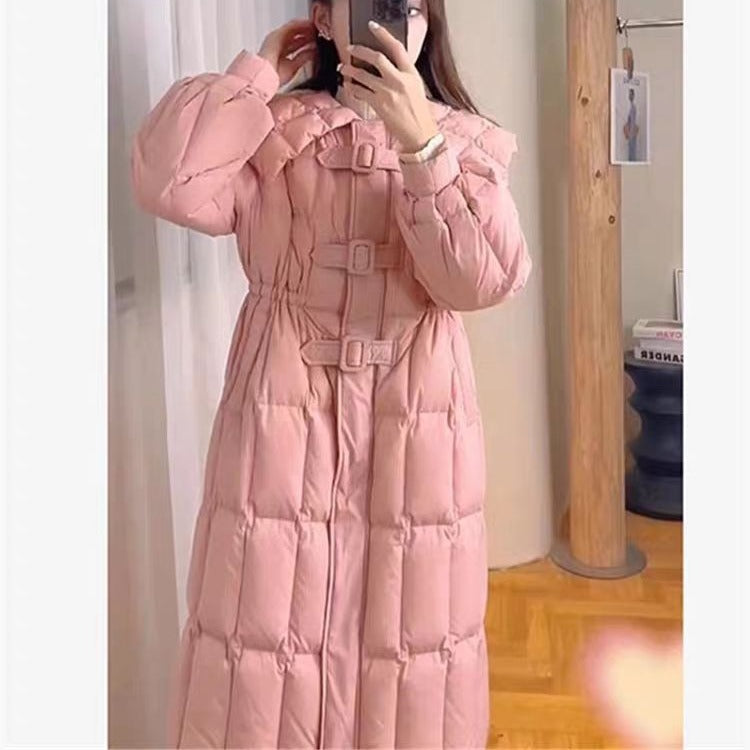 韓国ファッション SELCA-ベルト付きロングダウンコート-2023aw-ou41-05
