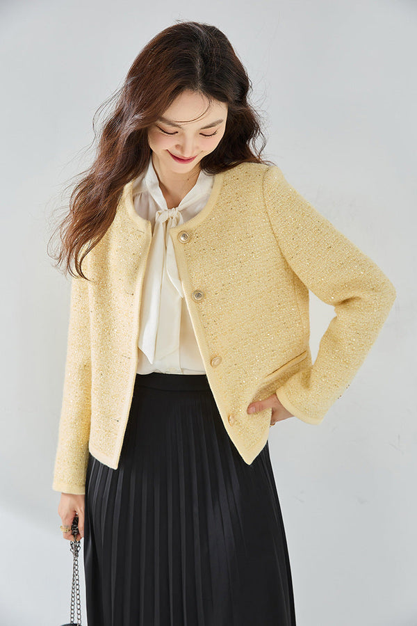 韓国ファッション SELCA-ファンシーツイードスパンコールショートジャケット-2024ss-ou17-03