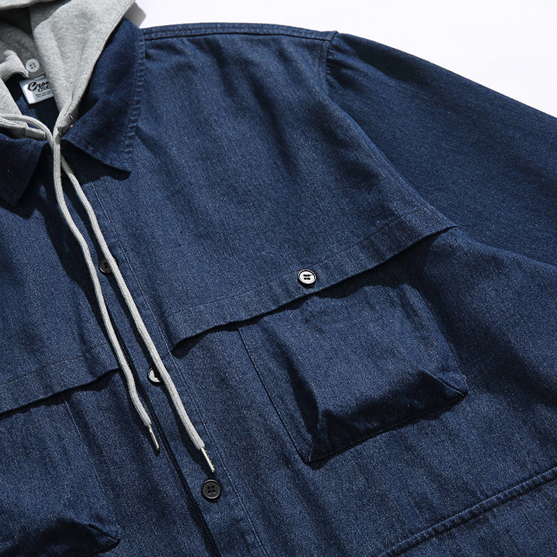 韓国ファッション SELCA-Different Materials Puffudi Parka Denim Jacket-mselca2024ss-037-07