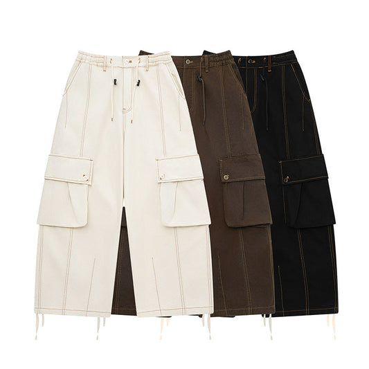 韓国ファッション SELCA-Retro big pocket straight work pants-mselca2024ss-99-01