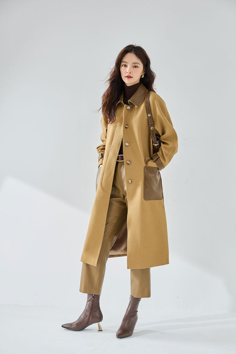 パッチワークドレープトレンチコート | 韓国レディースファッション