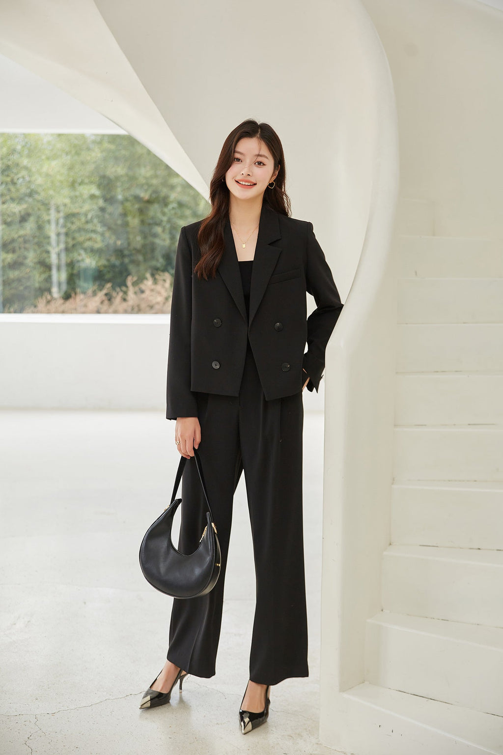 韓国ファッション SELCA-ストレートタックパンツ-2023aw-bt01-016