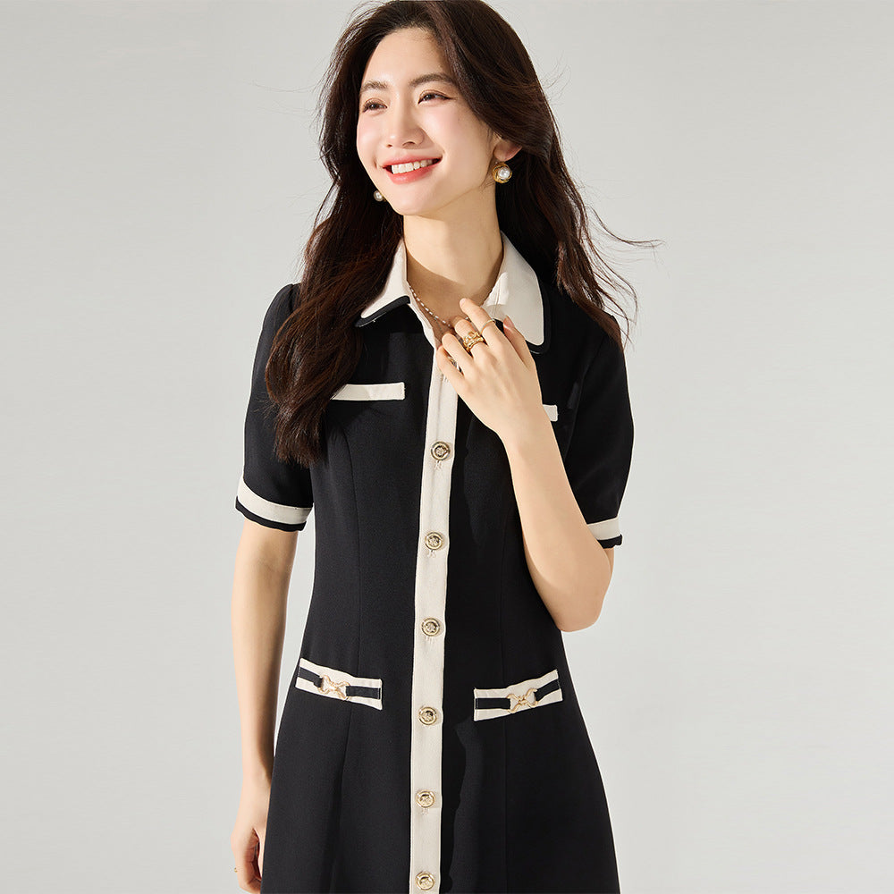 韓国ファッション SELCA-バイカラーAラインワンピース-2024ss-150-03