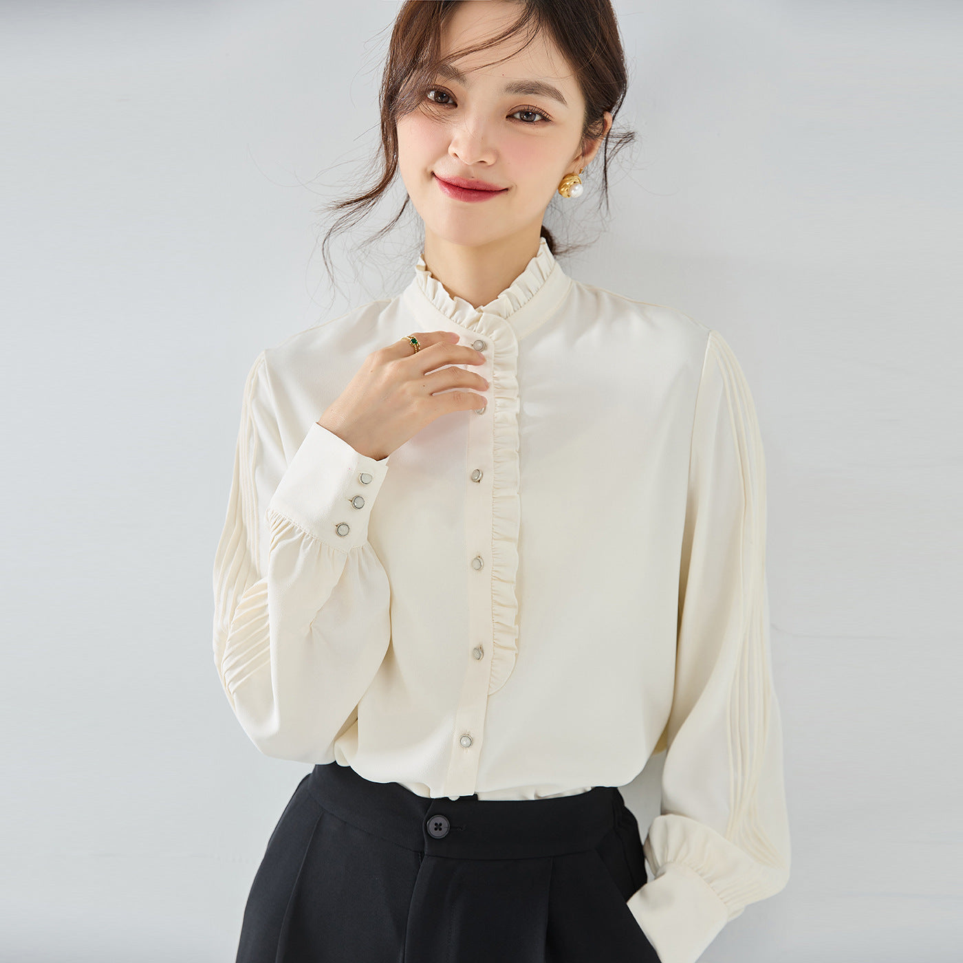 韓国ファッション SELCA-フリルブラウス-2023aw-tp03-01