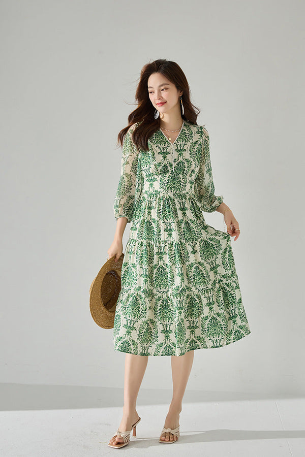 韓国ファッション SELCA-リゾートボタニカルワンピース-2024ss-105-09
