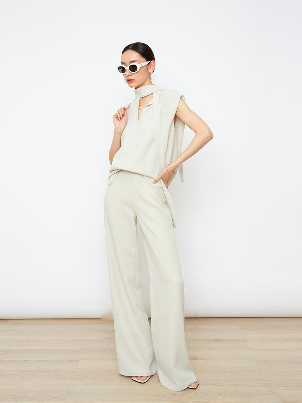 韓国ファッション SELCA-ショルダーリボンパンツスタイルセットアップ-2024ss-0062-014
