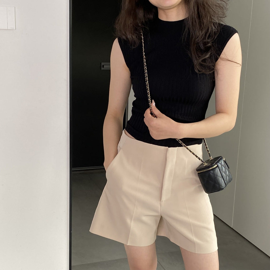 韓国ファッション SELCA-Jiapin Wool 14 ニードルビッグホール半袖サマーレディースラウンドネックスリムストリートバックドローストリング T シャツ C1005-2024ss-176-09