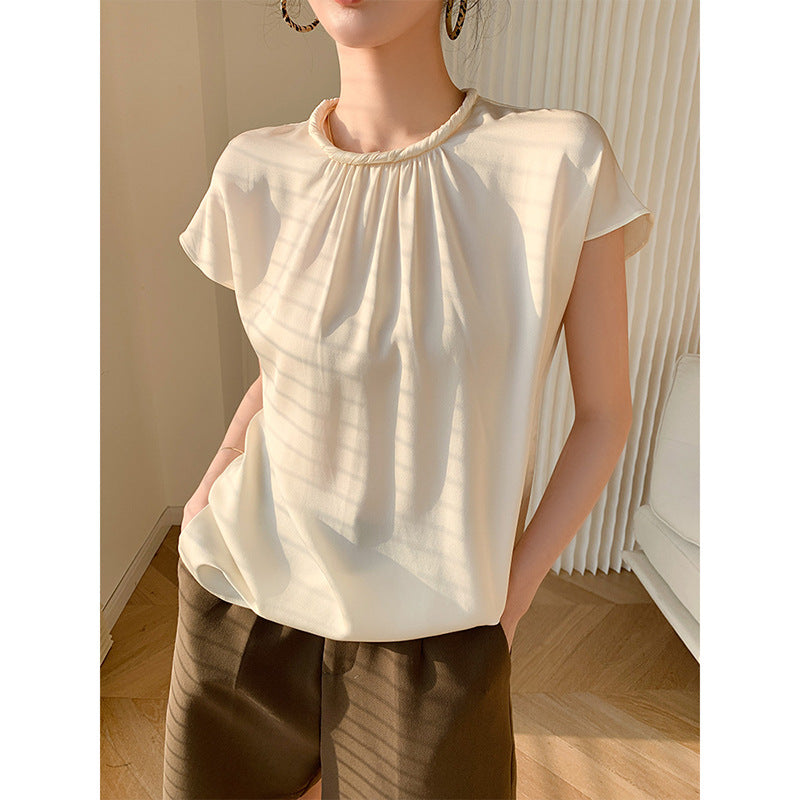 韓国ファッション SELCA-サテンハーフブラウス-2024ss-0044-03