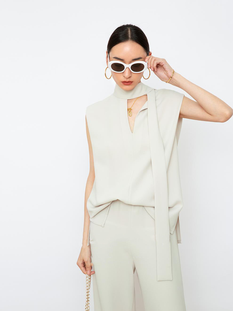韓国ファッション SELCA-ショルダーリボンパンツスタイルセットアップ-2024ss-0062-06