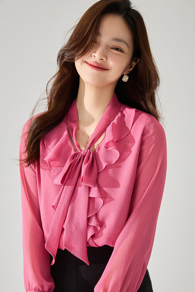 韓国ファッション SELCA-フリルリボンシャツ-2024ss-104-05