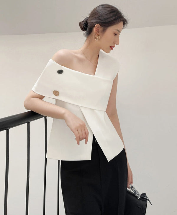 韓国ファッション SELCA-ワンショルデザイントップス-2023ss-tp20-06