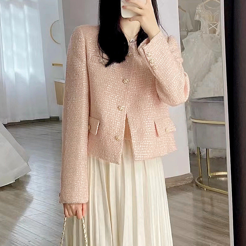 韓国ファッション SELCA-ピンクツイードジャケット-2023ss-ot02-04