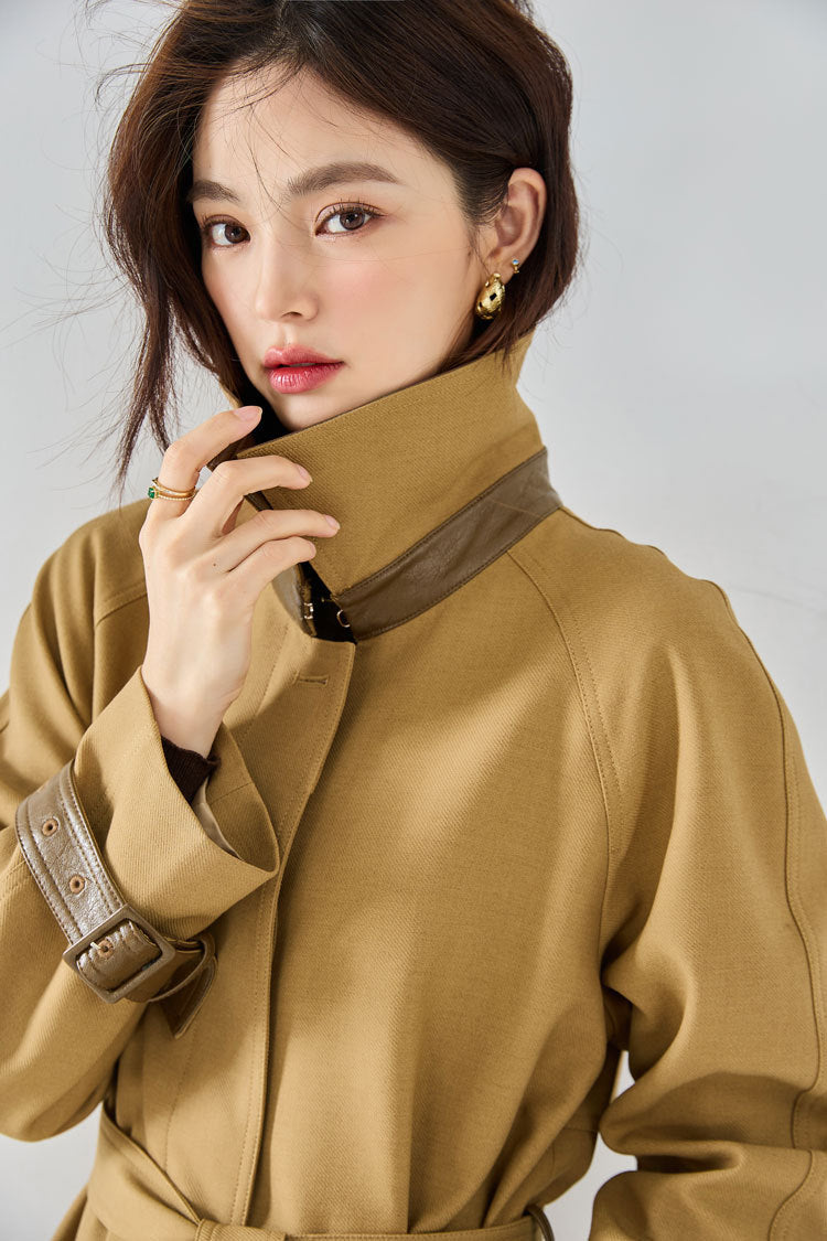 韓国ファッション SELCA-パッチワークドレープトレンチコート-2023aw-ot28-01
