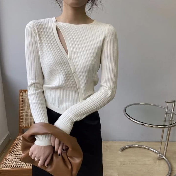韓国ファッション SELCA-アシメニットカーディガン-2024ss-tp37-06