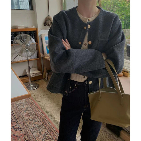 韓国ファッション SELCA-ウールミックスノーカラージャケット-2023aw-ou48-03
