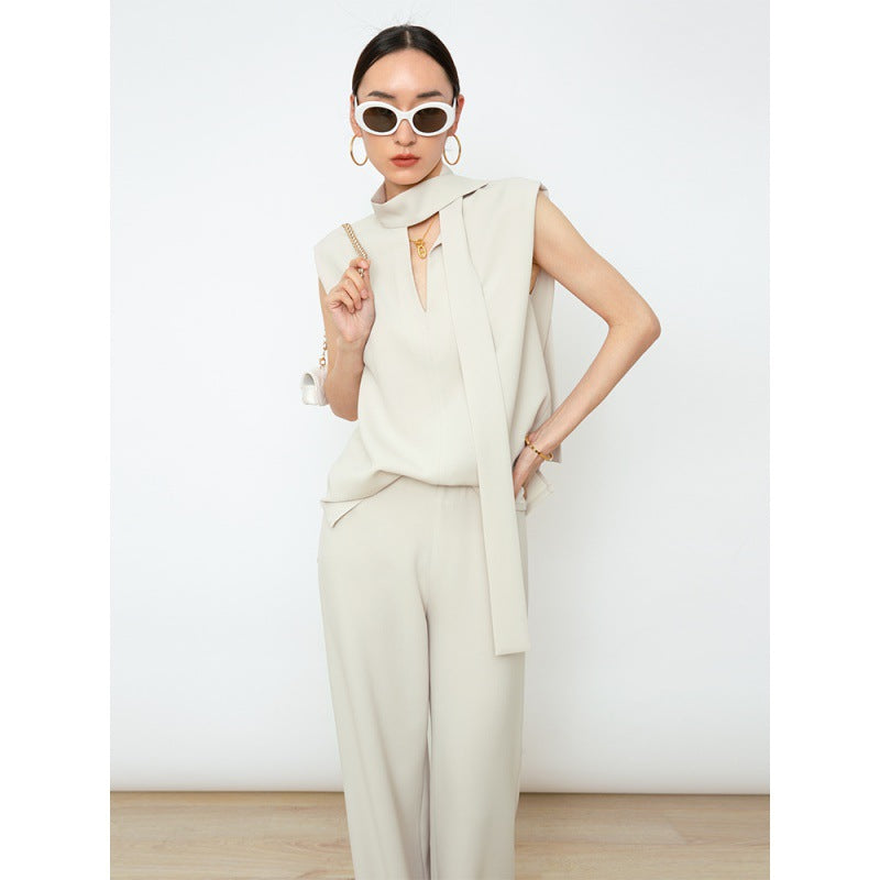 韓国ファッション SELCA-ショルダーリボンパンツスタイルセットアップ-2024ss-0062-01