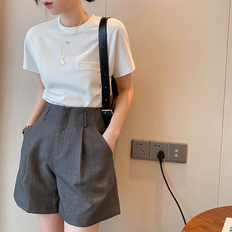 韓国ファッション SELCA-ハイウエストショートパンツ-2024ss-72-010