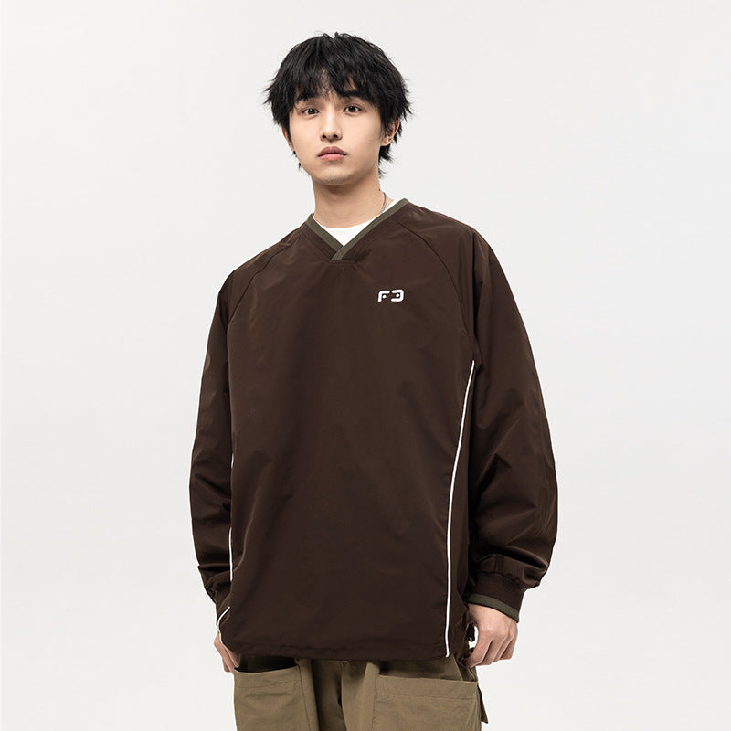 韓国ファッション SELCA-solid color retro loose pullover-forn3-2024chun-xin-zuo-soritudokararetororuzuvnetukusupakahe-ci-xiu-rogopuruobatotupumenzu-06