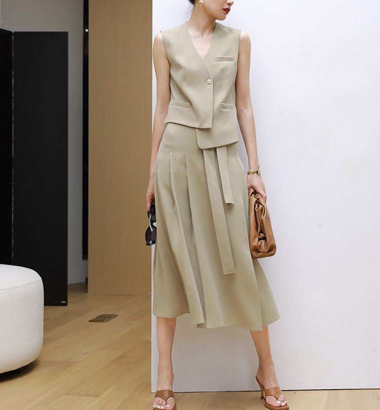 韓国ファッション SELCA-アシメジレセットアップ-2024ss-0068-029
