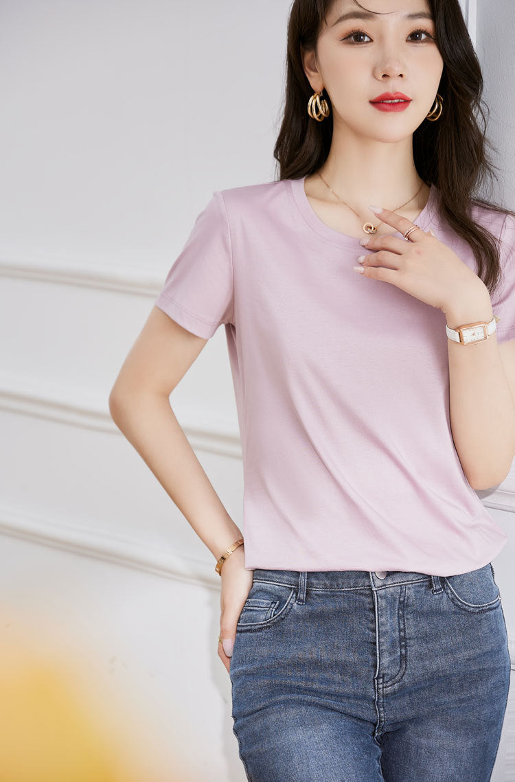 韓国ファッション SELCA-ラウンドネックTシャツ-2024ss-119-018